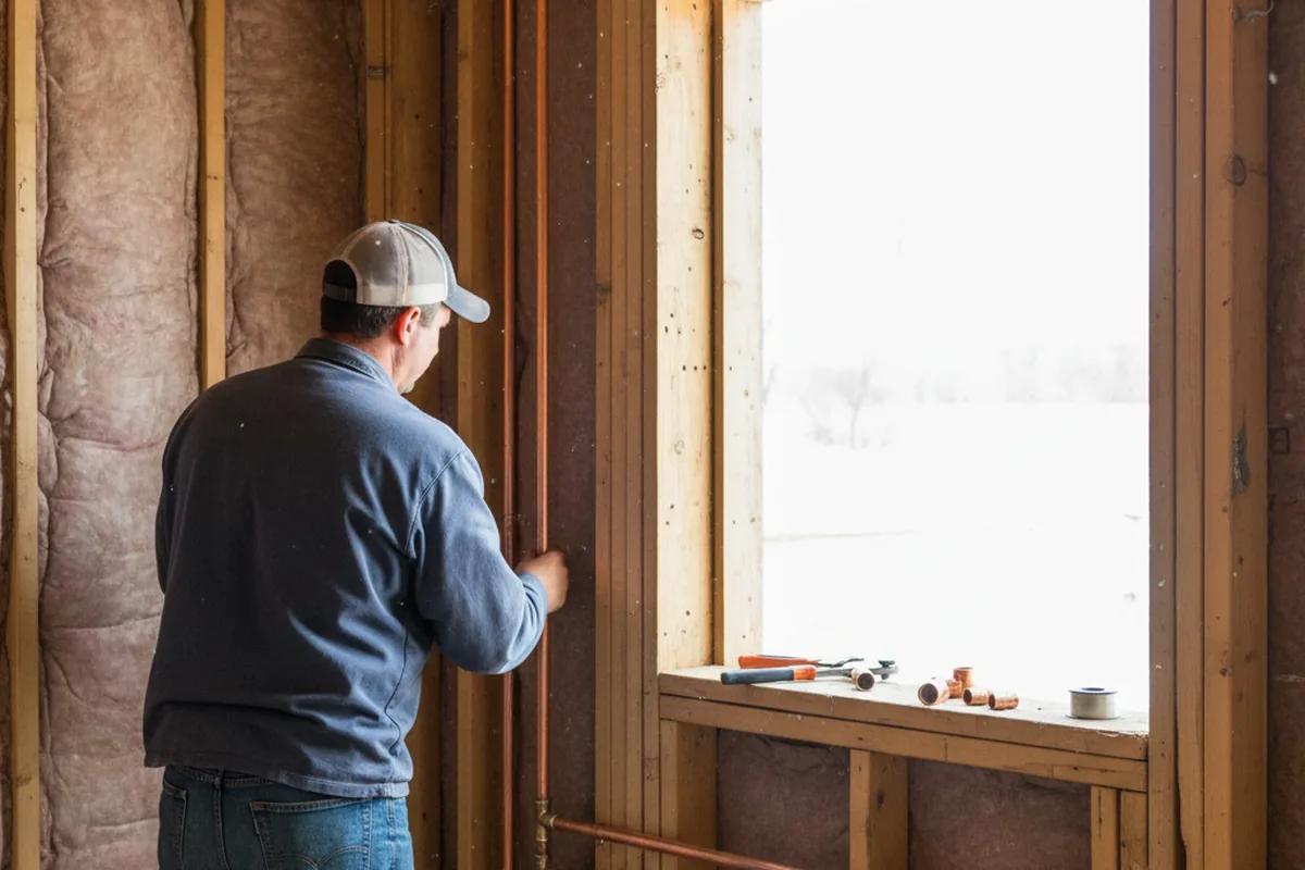Licensed plumber running new copper supply lines in a Lake Village home